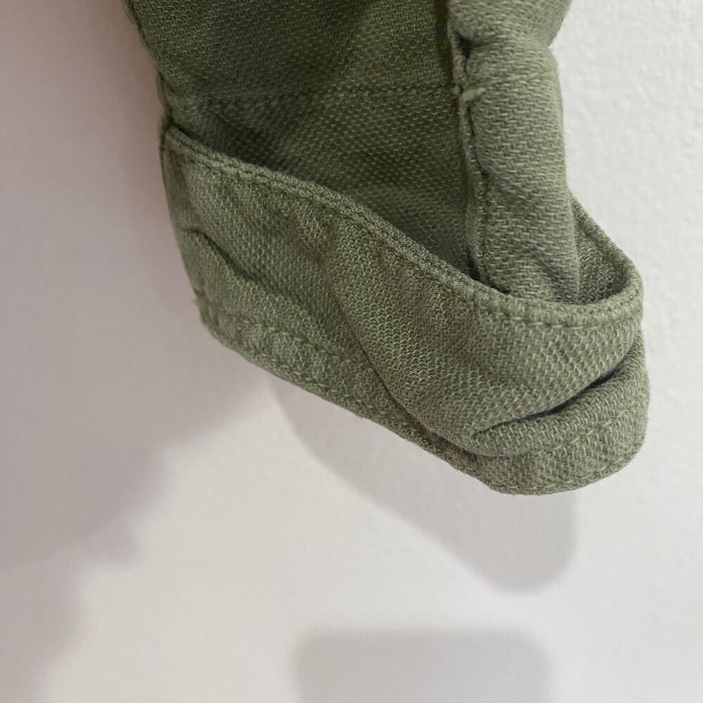 The Great Flutter Army Jacket Linen Cotton Ruffle Peplum Hem Green Sz 1 / S - Picture 9 of 13